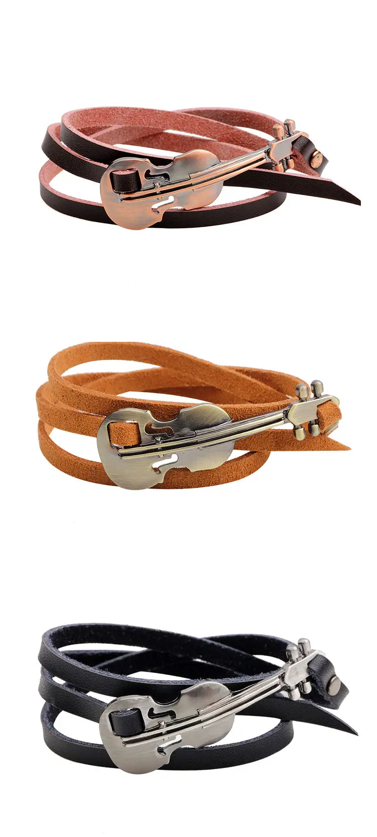 Изысканный Многослойный кожаный браслет браслеты 3 цвета металлическая скрипка аксессуары для гитары браслет для мужчин и женщин вечерние ювелирные изделия