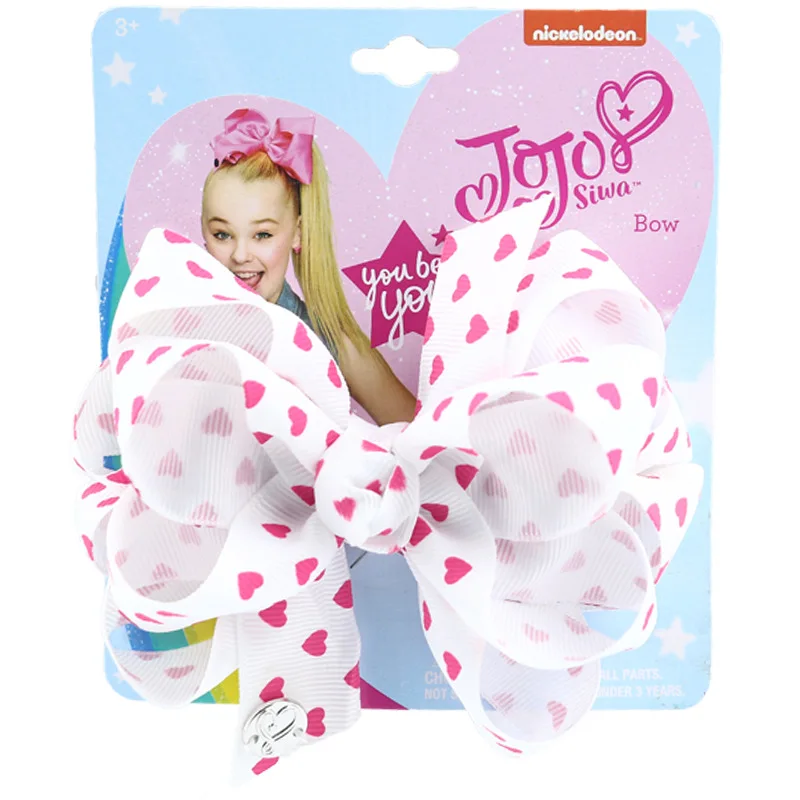 1 шт. " JOJO SIWA бант зажим для волос сердце печать ленты diy Бант Шпилька детские заколки для волос на вечерние день Святого Валентина - Цвет: 8