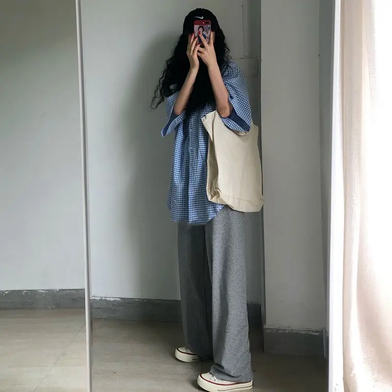 Korean Version of Casual Street Style Suitable for Summer Wear Thin Sweatpants Women Loose Straight Pants Long Woman Korean Version of Casual Street Style Suitable for Summer Wear Thin Sweatpants Women Loose Straight Pants Long Woman