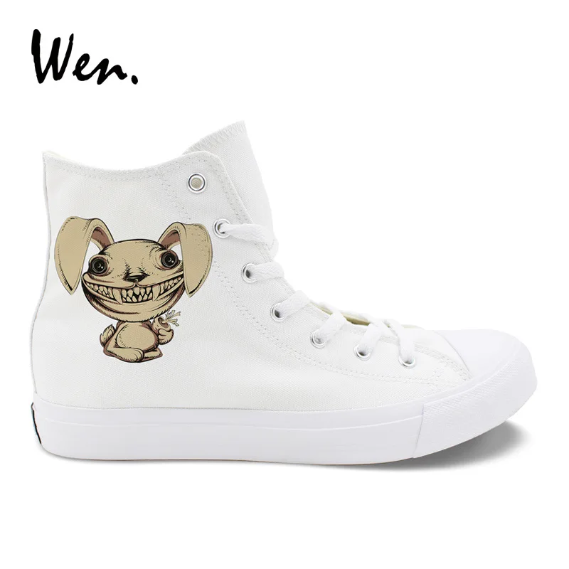 

Wen White Shoes Women's MEN'S SHOES Large Size Extra Large Unisex Casual Shoes Zombie Rabbit Fangs Korean-style Canvas Shoe
