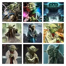 Disney 5D DIY tar War Yoda Art Cartoon Mosaic Diamond Painting Full Round Rhinestone Drill Cross Stitch Kits Home Decoration