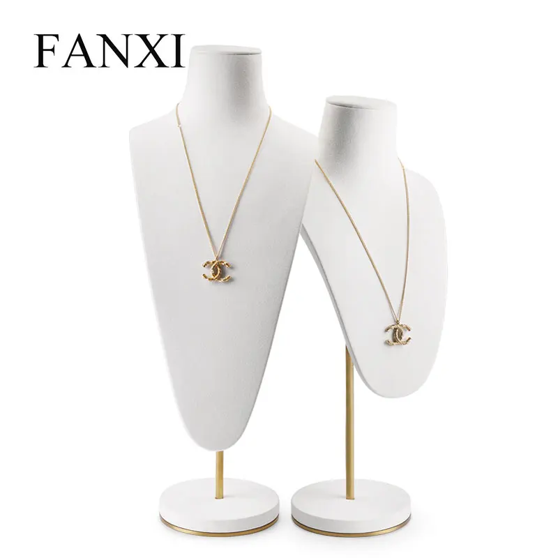 

Oirlv White Necklace Display Stand Bust Mannequin Model Necklace/Pendant Bust Holder with Metal Rack