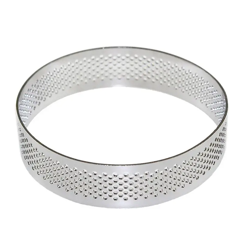 

Stainless Steel Perforated Tart Ring Shell Pan Mousse Pie Quiche Circle Mold with Holes Baking Tools