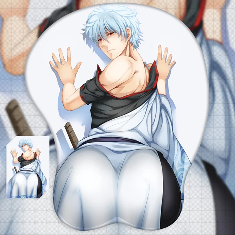 

Anime Japanese Cosplay Props Gin Tama Gintoki Sakata 3D Male Mouse Pad Mat Silicone Wrist Rest Gaming Playmat Gift