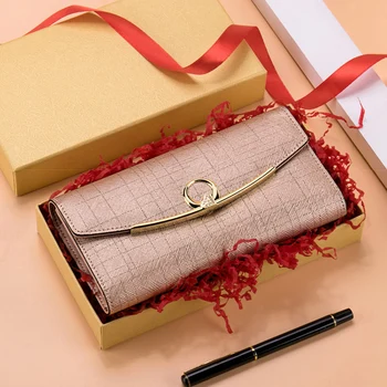 

Genuine Leather Women Wallets Long High Quality Hasp Wallet Diamond Ladies Clutch Bag Purse Female Striped Female Luxury Purses