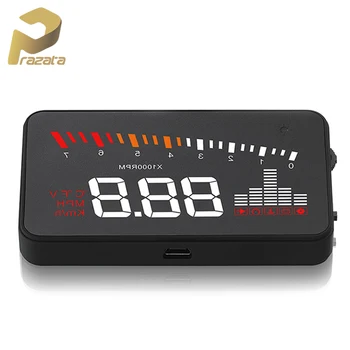 

Prazata Car HUD Head Up Display Vehicle Hud OBD2 Car Speedometer Windshield Projector Driving Speed Alarm Voltage MPH KM/H X5