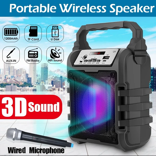 

Portable Bluetooth Speaker Portable Wireless Loudspeaker Sound System 5W Stereo With Microphone FM Outdoor Party Speaker 1200mAh