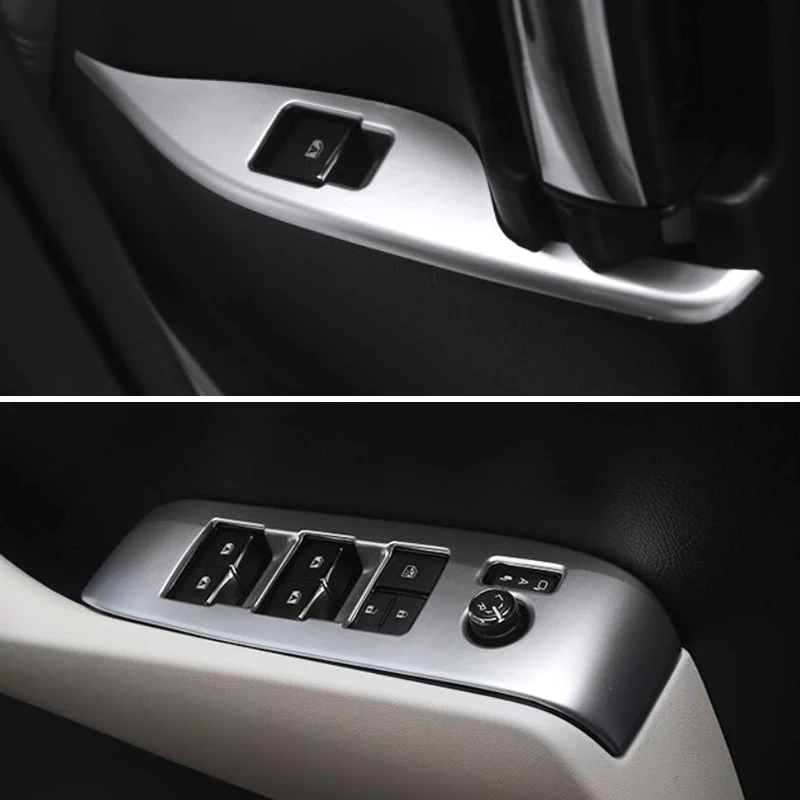 

Inner Door Armrest Window Switch Chrome Cover Decoration Control Panel Auto accessory For Toyota Alphard Vellfire 2016 2017 2018