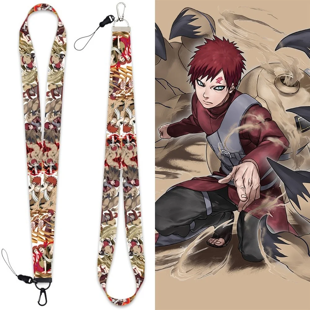 Gaara Keychain Anime Accessories Narutos Neck Strap Phone Chain Rope for Mobile Work Id Card Bag Lanyard Cartoon Jewelry Gift