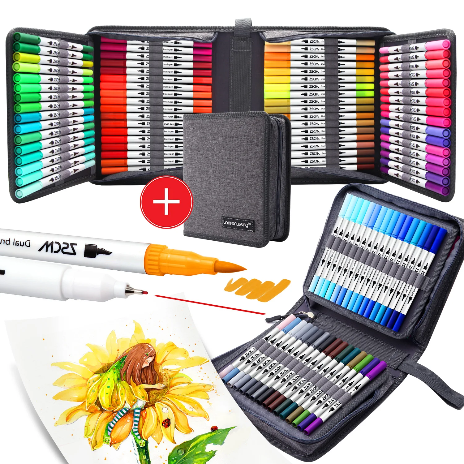 Sonlaryin Feutres Coloriage Adulte, 132 Stylos à Colorier Stylos Pinceaux à  Double Pointe Pinceaux Marqueurs d'art Calligraphie Lettrage Feutre pour  Coloriage Enfants, Dessin, Création Artistique : : Fournitures de  bureau