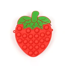 

Strawberry Coin Purse Wallet Cute Kids Fidget Toy Push Bubble Bag Silicone Crossbody Bag For Girls