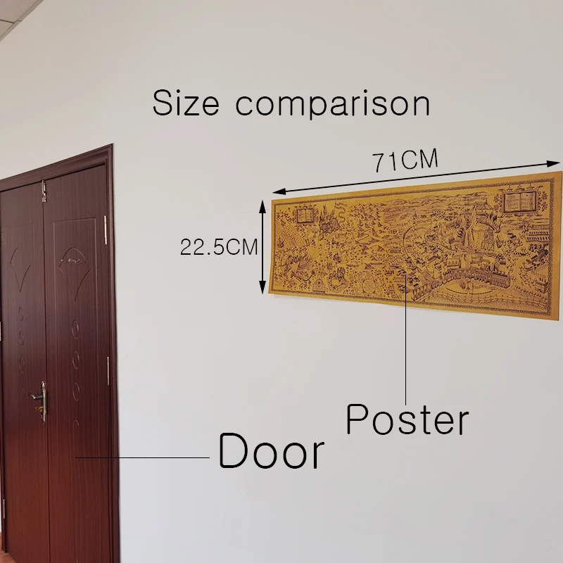 71*21.5cm Famous Movie Magic World Map Famous View Kraft Paper Cafe Bar Poster Retro Poster Decor Painting Wall Sticker