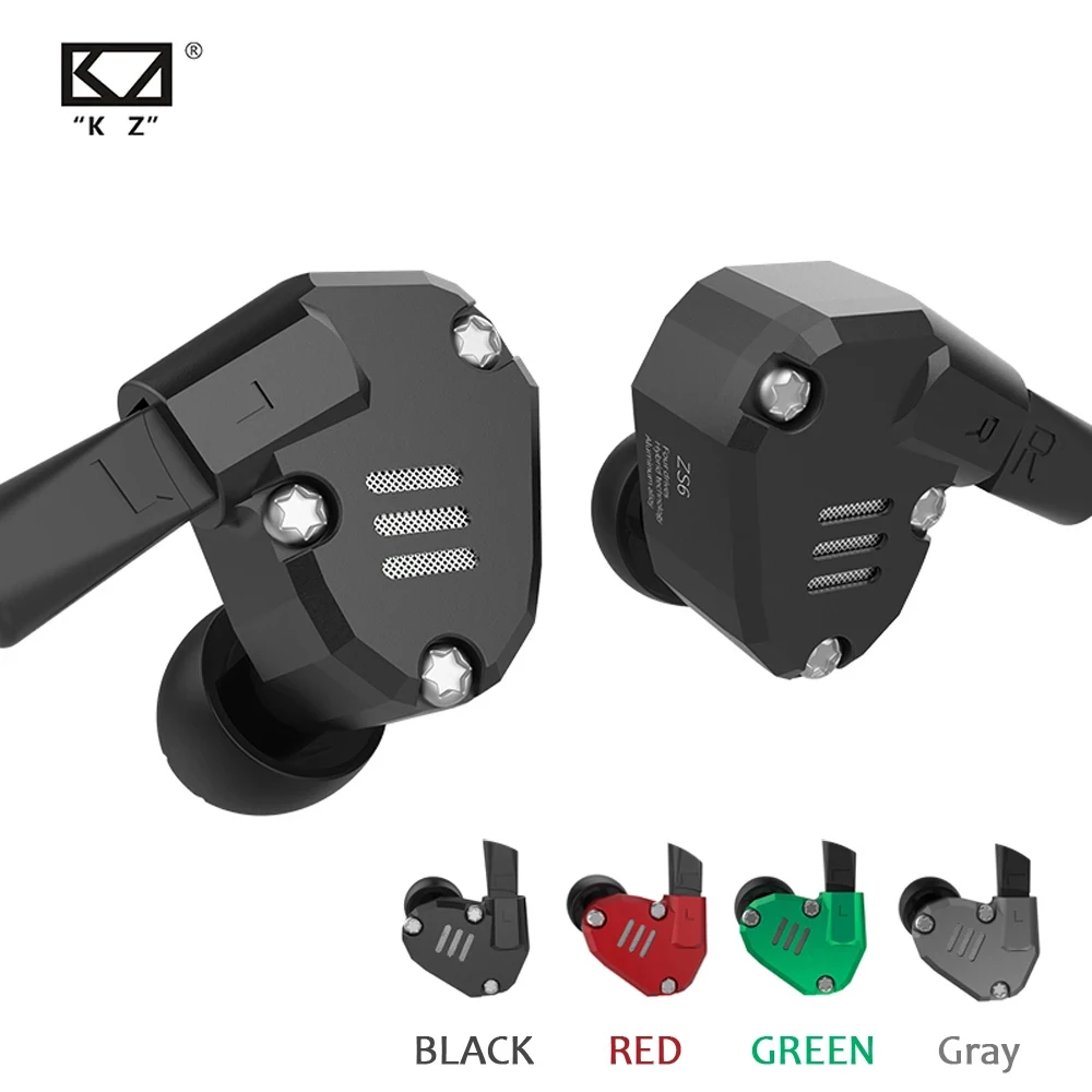 Плотным верхним ворсом KZ ZS6 наушники 2DD + 2BA восемь драйвер наушников Гибридный