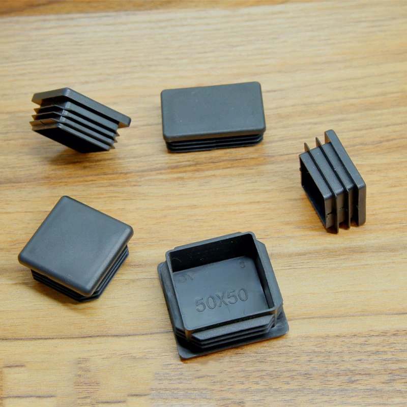 Rectangle/Square Black Plastic Blanking End Cap Pipe Inserts Plug Bung Steel Leg Stopfen 15x15mm to 100x100mm