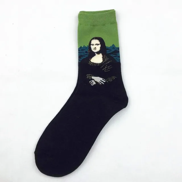 1 pair Hot Sale Classic Autumn Winter Retro Women Personality Art Van Gogh Mural World Famous Painting Female Sock Oil Socks 4