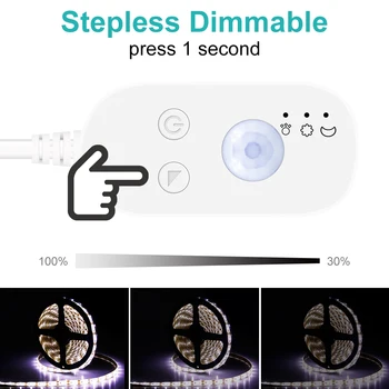 PIR LED Motion Sensor Light Strip USB Powered Cupboard Wardrobe Bed Lamp LED Under Cabinet Night Light For Closet Stairs Kitchen 2