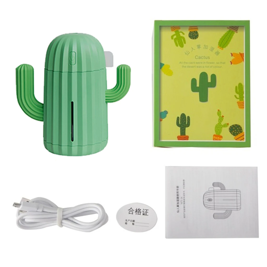 340ML USB Ultrasonic Air Humidifier Cactus Timing Aromatherapy Essential Oil Diffuser Aroma Mist Maker Fogger Mini with light