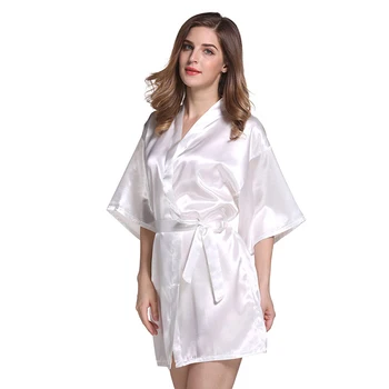 

Women Pijamas Kimono Long Robe Half Sleeve Solid Sexy Sleepwear Robe for Women Dressing Gown Bathrobe