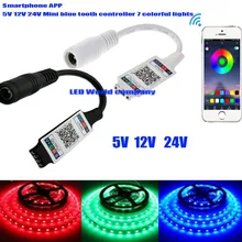 Mini rgb bluetooth controlador dc 5v 12v 24v música bluetooth led controlador de tira de luz para rgb tira conduzida