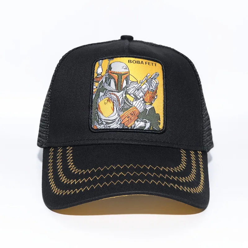 black BOBA FETT Высокое качество, Вейдер, Дальнобойщик, кепка, Звездные войны, шапка, Звездные войны, унисекс, для мужчин, Дальнобойщик, кепка, косплей, бейсбольная кепка, летние шляпы для папы - Цвет: black BOBA FETT