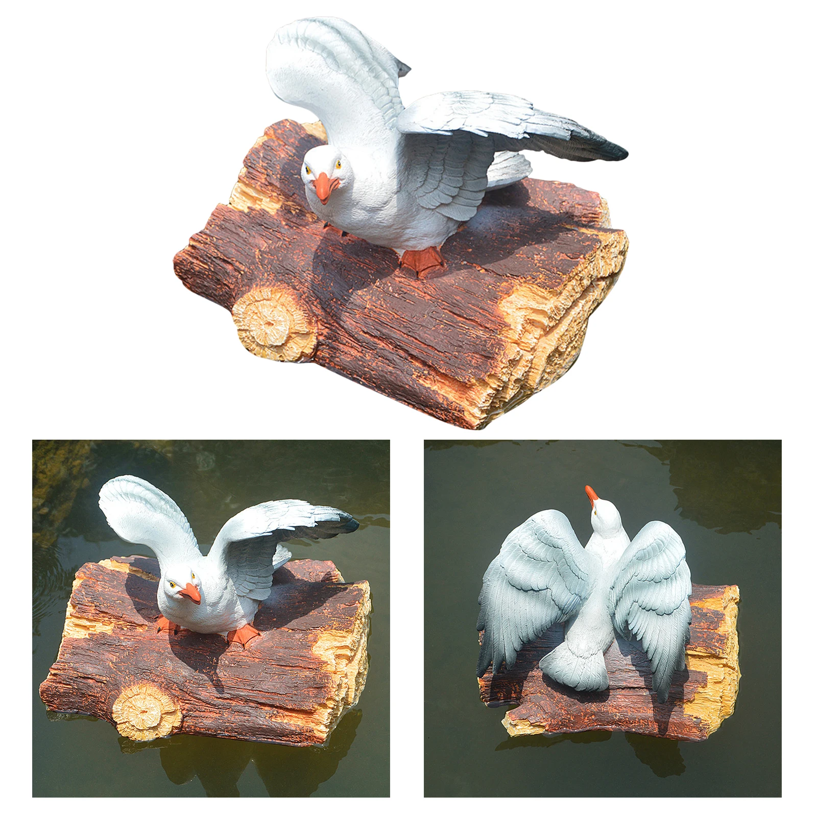Realistic Resin Floating Seagull Statue Outdoor Pond Cute Winged
