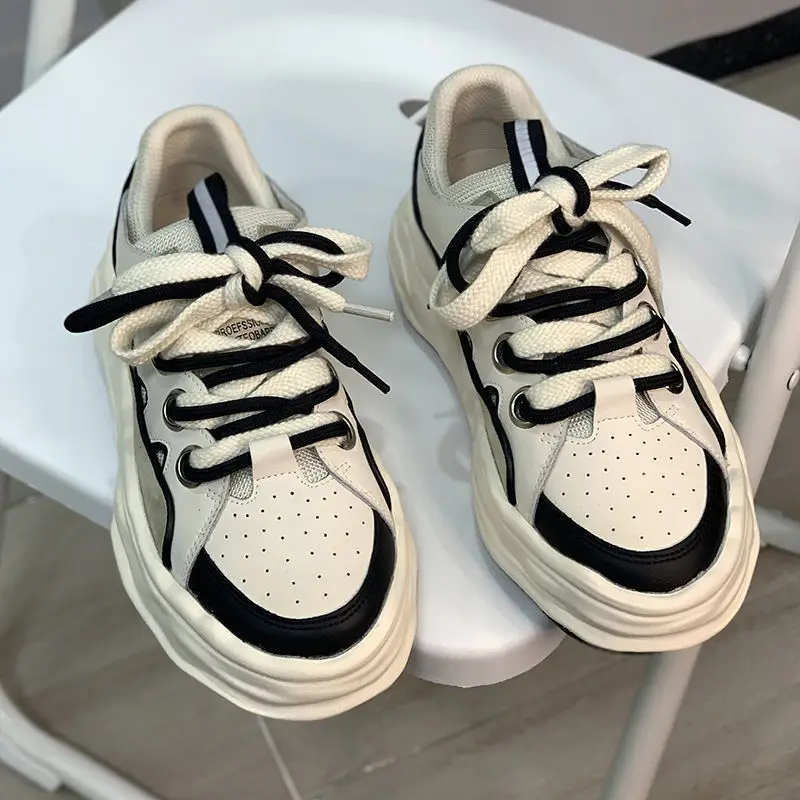 QWEEK 2021 White Autumn Sneakers Women Buffalo Tennis Sports Shoes Platform Flat Casual Basket Running Vulcanize Canvas Rubber