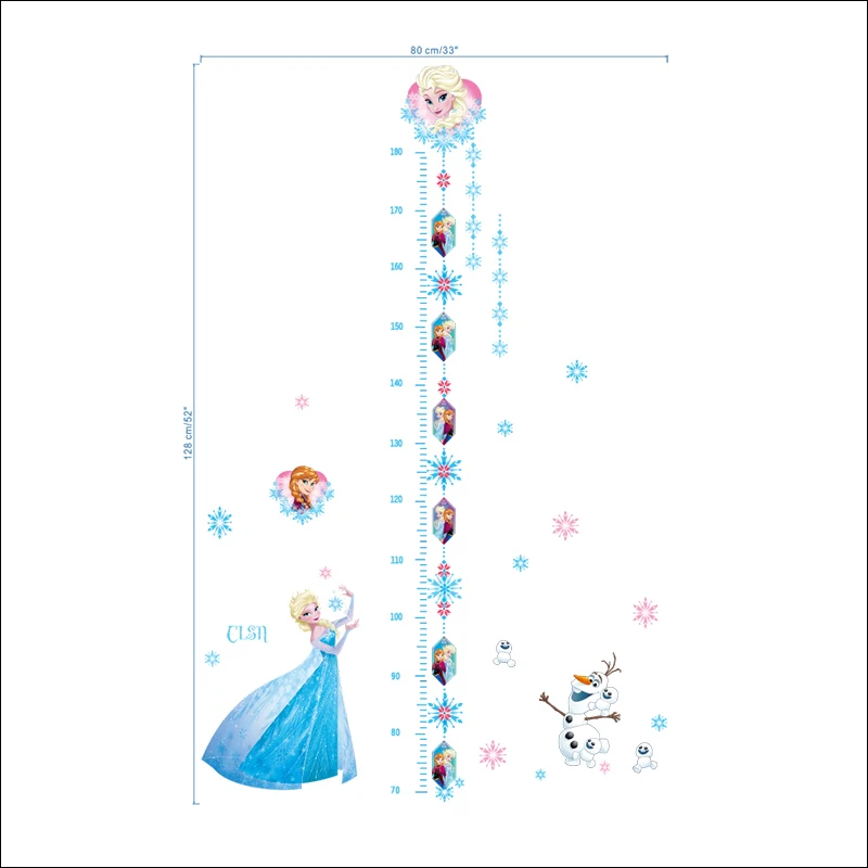Cartoon Disney Olaf Elsa PVC Height Measure Wall Stickers For Kids Room Home Decor Frozen Anime Movie Mural Art DIY Growth Chart