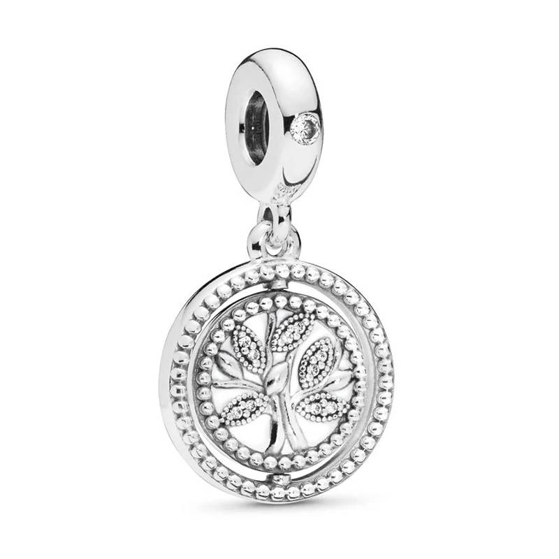 

2019 NEW 100% 925 Sterling Silver Spinning PAN Tree of Life Dangle Charm Pendant Fit European Lady DIY Bracelet Jewelry Gift