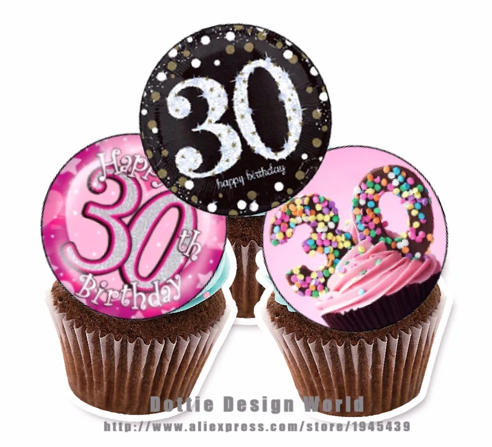 24 PERSONALISED 50th BIRTHDAY DESIGN EDIBLE RICE PAPER CUP CAKE TOPPERS