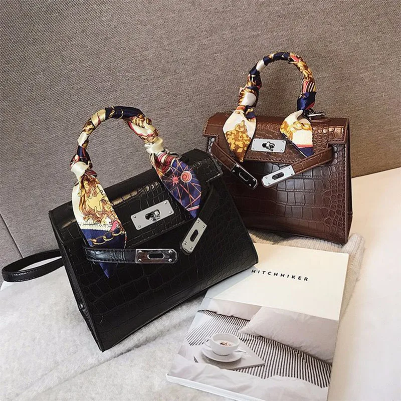 

Vintage Crocodile Pattern Bags Women small Ribbon Handbag Big Capacity Casual Brand Designer Shoulder Messenger Bag Ladies Purse