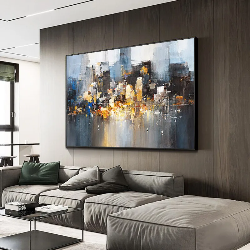 

Light Extravagant hand-painted Oil Paintings Modern Minimalist Abstract Landscape Architecture Villa Entrance Living Room Decora