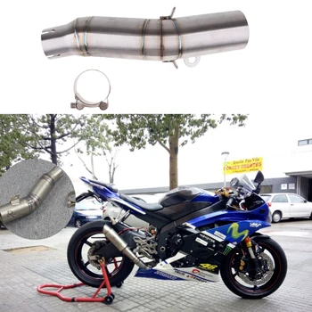 

60mm Motorcycle Exhaust Middle Connector Pipe Link Tube For Yamaha R6 06-18