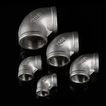 

L Type 304 Stainless Steel Pipe Fitting Elbow Connector 1/2" to 1/2" Female BSP Thread for Water Fuel Gas Tube