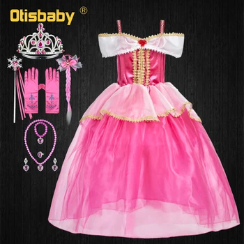 

Girls Princess Aurora Dress Gorgeous Girls Sleeping Beauty Costume Children Rapunzel Butterfly Dress Party Luxury Lace Prom Gown
