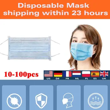 

10PCS/Lot Disposable Protective Mask 3Layer Filter Disposable Respirator Gas face Protective Mask Earloop Face Facial Protective