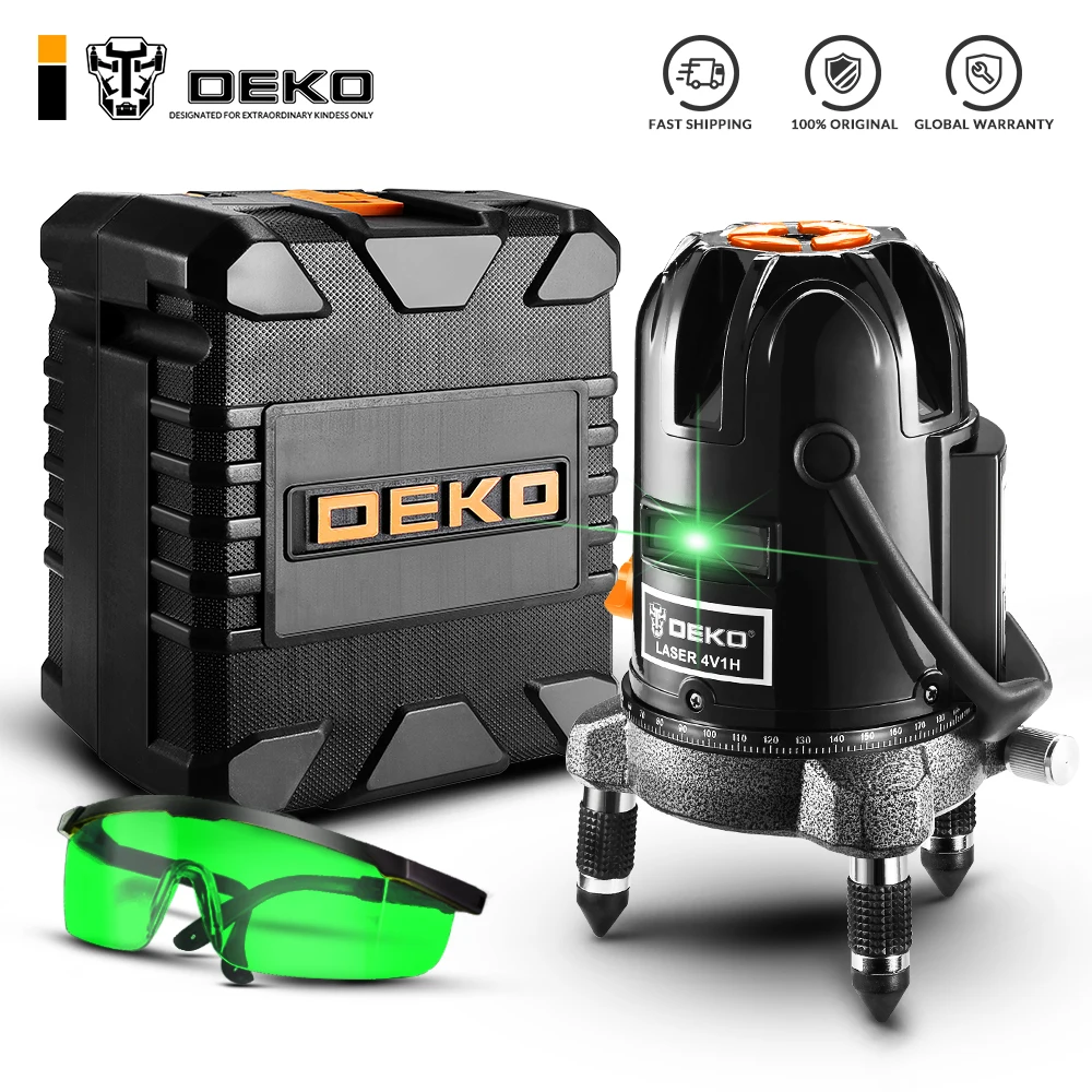 Лазерный уровень DEKO LL57G/LL58G 5 линий 6 точек зеленый горизонтальный и вертикальный