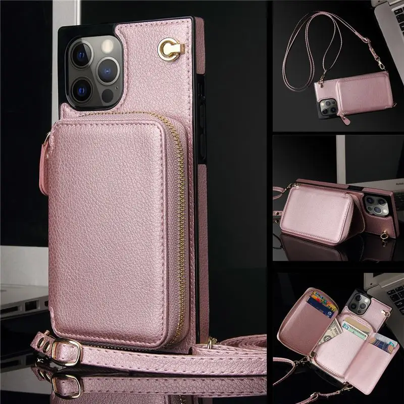 Iphone 13 Pro Max Crossbody Wallet Case Credit Card Phone Case Wallet Crossbody Mobile Phone