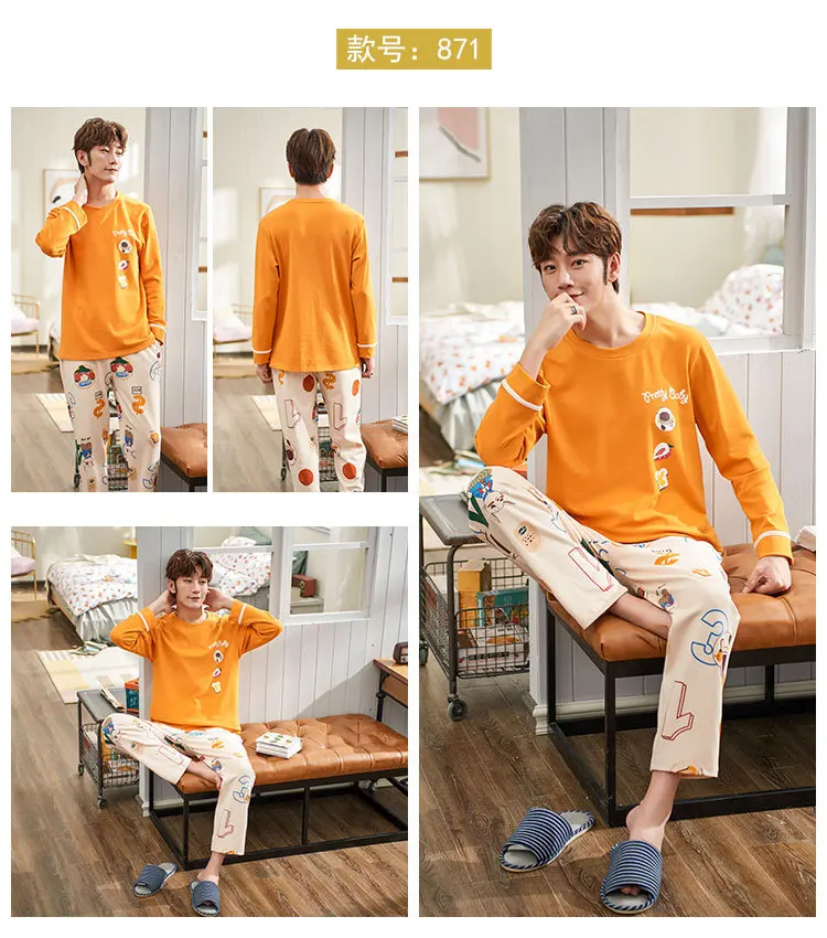 Spring And Autumn Men's 6535 Cotton Long Sleeve Trousers Korean-style Men Young And Middle-aged Thin Japanese Korean Home Wear T