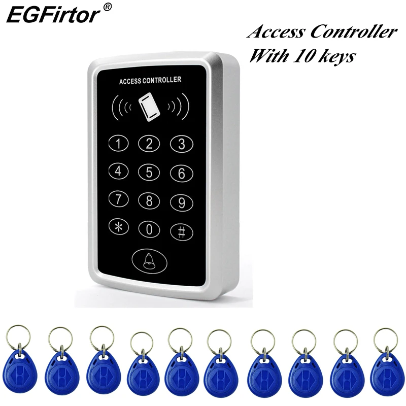 RFID Keypad Keyboard Access Control System Waterproof Outdoor 10 Pcs Keyfobs Door Opener Panel