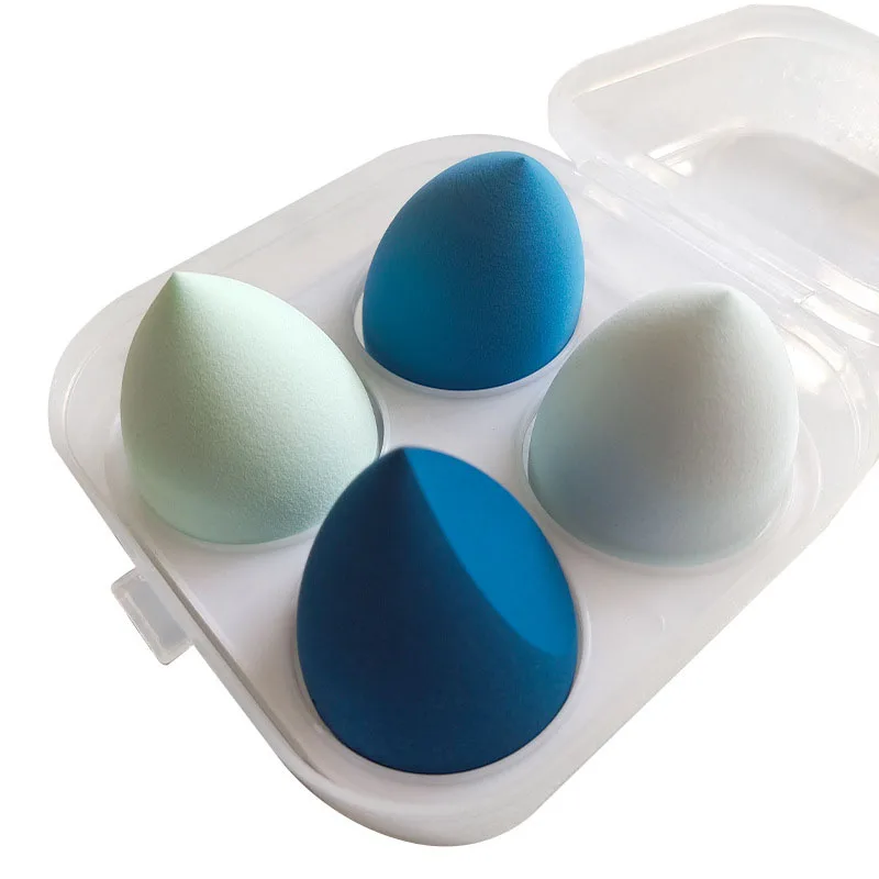 4pcs 메이크업 블렌더 화장품 퍼프 메이크업 스폰지 스토리지 박스 파운데이션 파우더 스펀지 뷰티 도구 여성 메이크업 액세서리