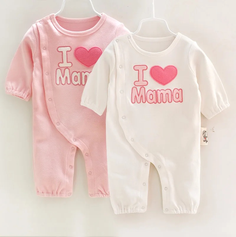 

Spring And Autumn Baby Onesie Boy Clothes Female Baby Crawling Clothes Love Mom Love Dad Pure Cotton Romper