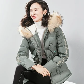 

Boollili White Duck Down Jacket Women Clothes 2020 Hooded Raccoon Fur Collar Korean Puffer Coat Women's Down Jackets