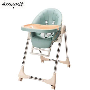 

Baby dining chair foldable baby chair eating dining table and chair portable European-style baby dining chair universal four whe