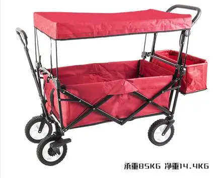 Складная детская коляска со съемным навесом, уличная тележка с резиновыми колесами, коляска-двойняшка с регулируемой ручкой для кемпинга и пляжа - Цвет: 11