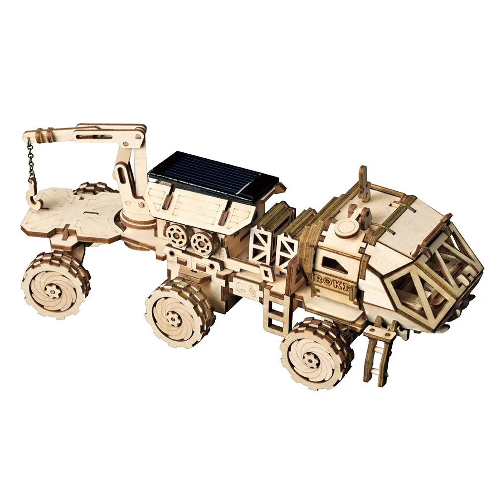 Robotime ROKR DIY Деревянные блоки с солнечной энергией игрушки Модель Строительный