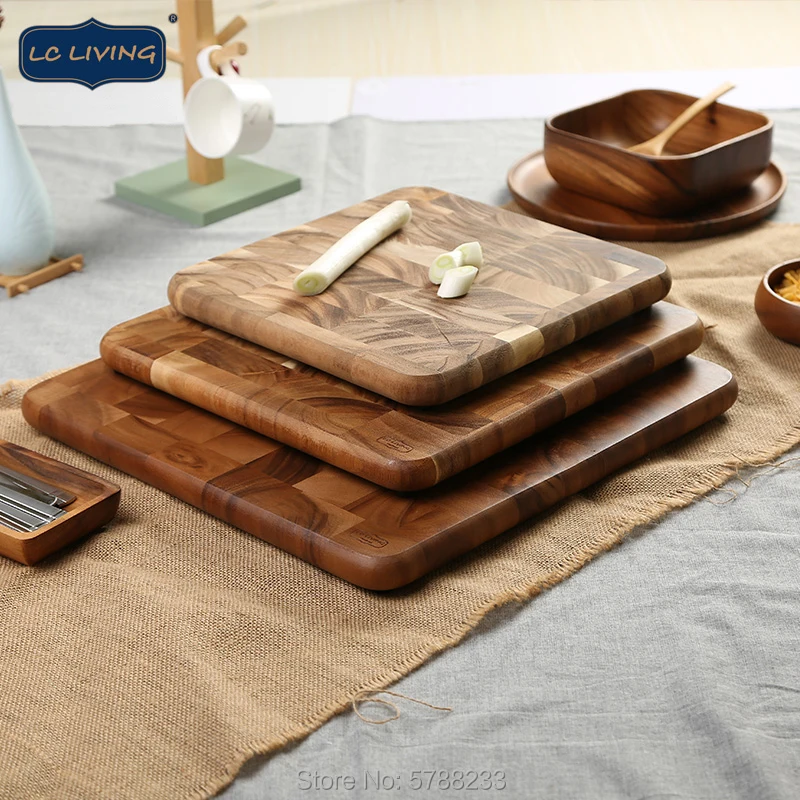 

LARGE square Cutting Board, End Grain Butcher Block, Whole Wood chopping Blocks, Tailand Acacia Wood, Bread board Sushi plate