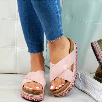 

Women Slippers Flat Platform Home Woman Comfortable Slides Female Fashion Beach Shoes Ladies Casaul Women's Footwear Big Size 43