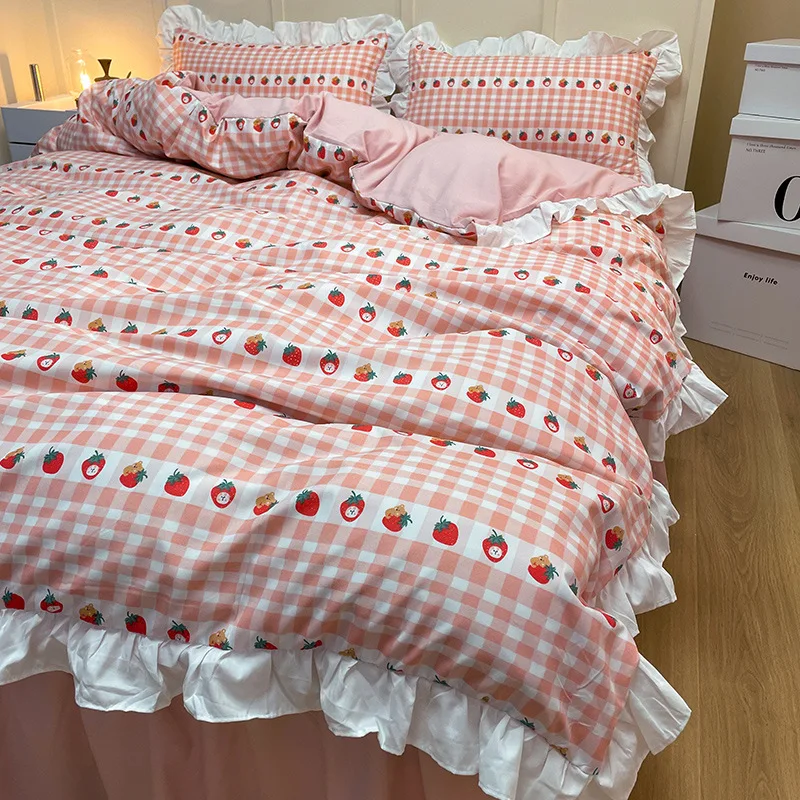 Candy Lace Gingham Ruffle Bedding Set / Pink  Ruffle bedding sets, Ruffle  bedding, Bedding set