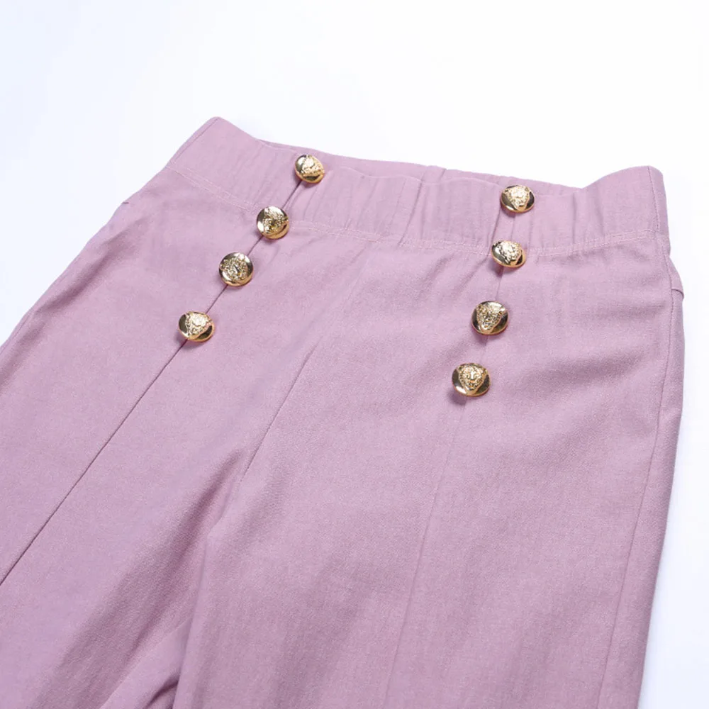 High Waist Pink Button Pencil Pants Women Stretchy Leggins Sexy Bottoming Skinny Push Up Autumn Winter Office Ladies Trousers