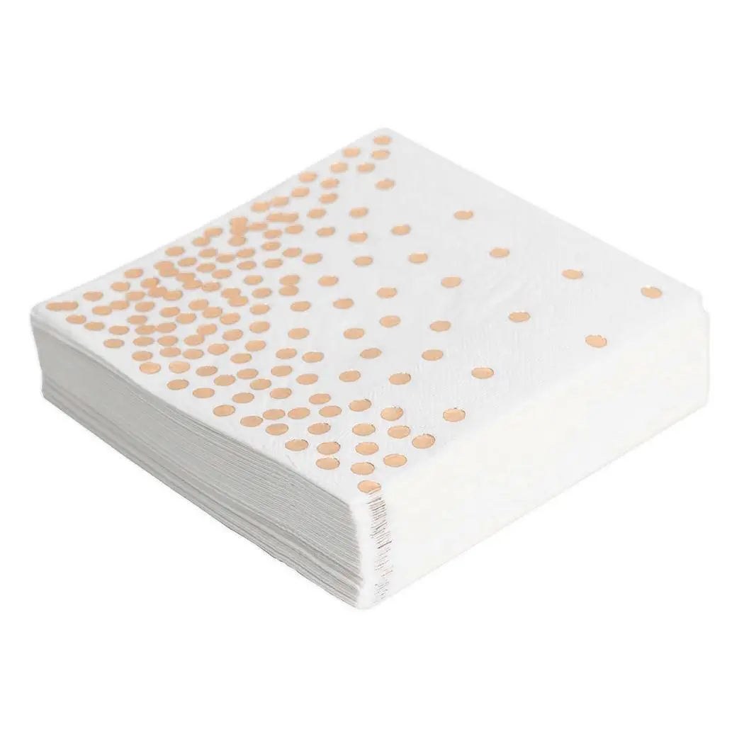 

50pcs Square Shape Print Party Disposable Napkin Gold, Rose Gold Party, Hotel, etc Paper